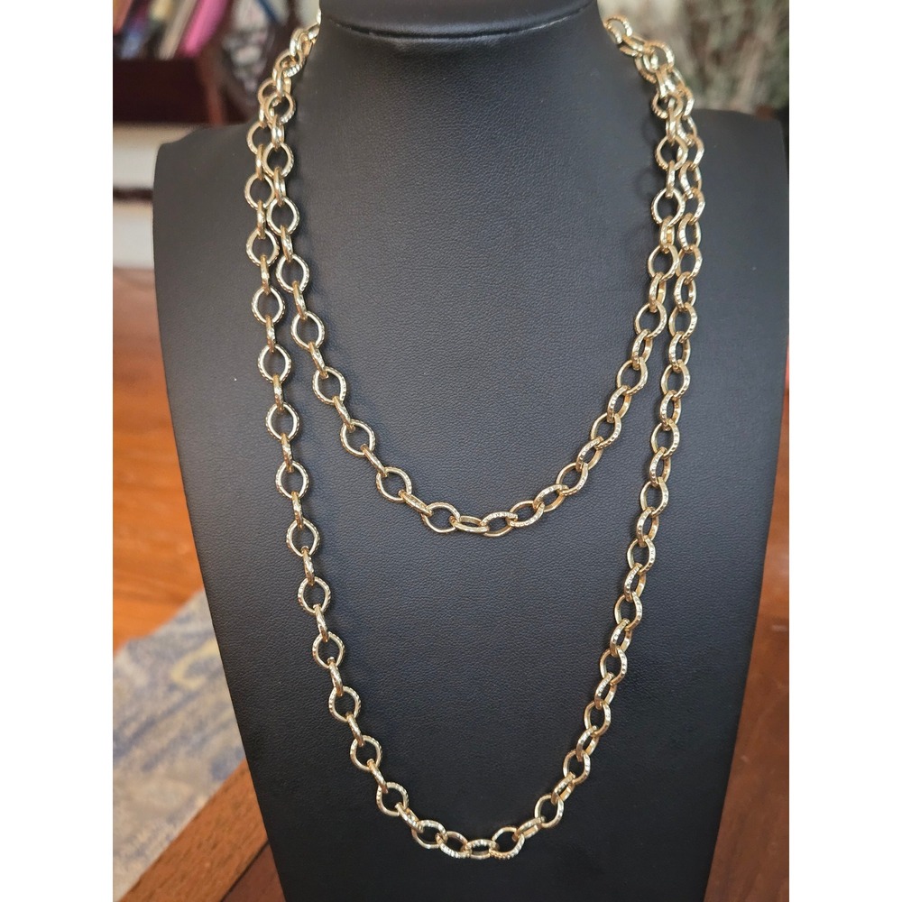 Emmons Textured Goldtone Link Chain Necklace Vintage